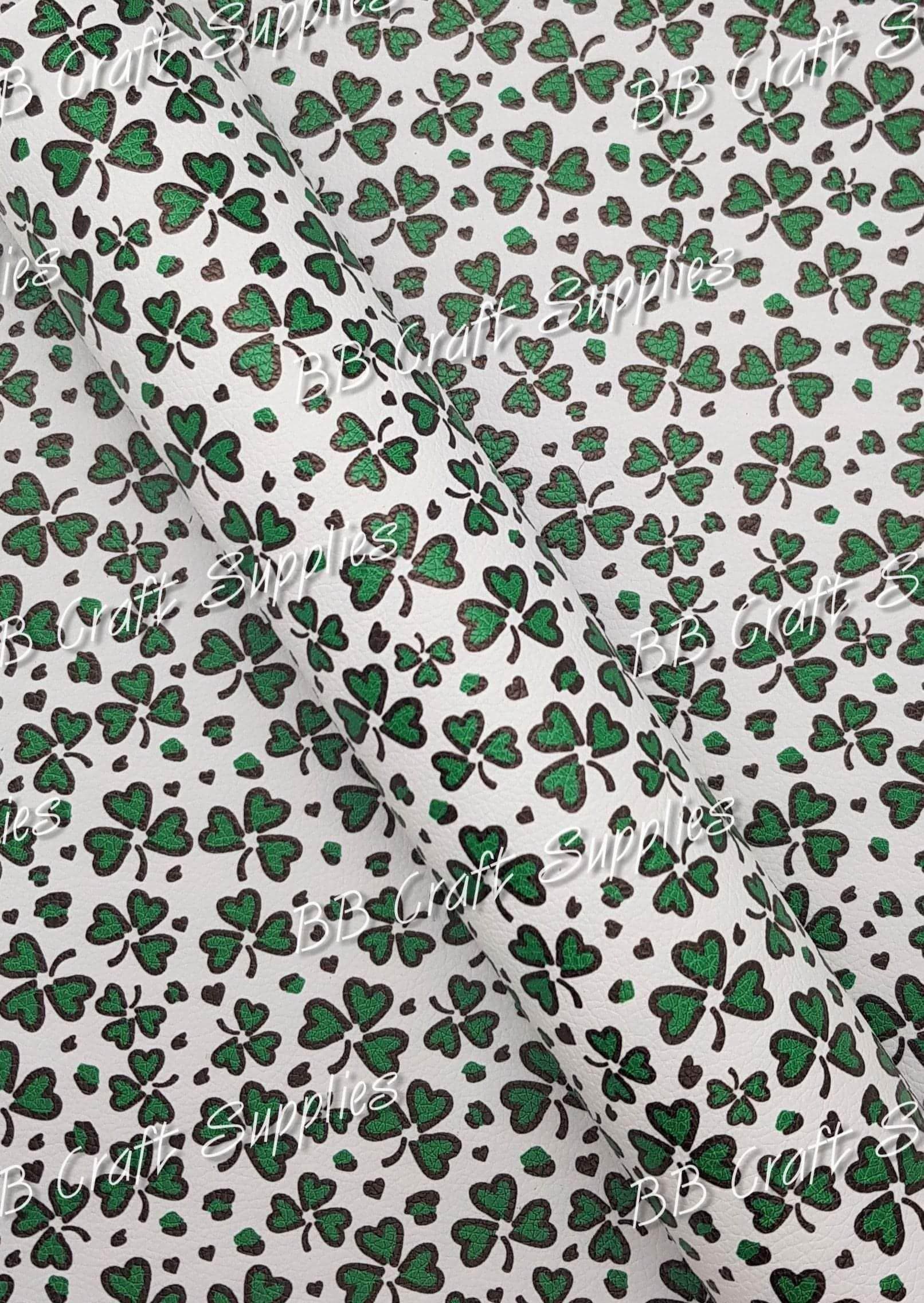 Meadow Flower Litchi - Clover, Faux, Faux Leather, horse shoe, Leather, leatherette, Litchi, Litchi - Meadow Flower, lucky - Bare Butler Faux Leather Supplies 
