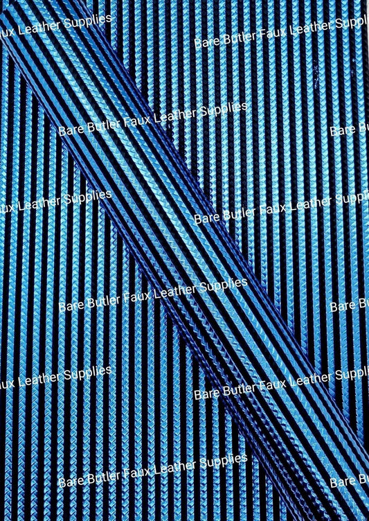 Metallic Embossed Weave Blue and Black - Faux, Faux Leather, Floral, Glitter - Bare Butler Faux Leather Supplies 