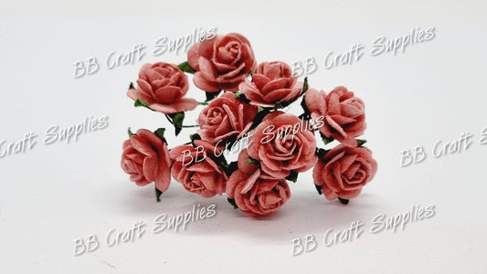 Mini Roses Dusty Pink 10 Pack - Embelishment, Flower, Mulburry, mullberry, pink, rose - Bare Butler Faux Leather Supplies 