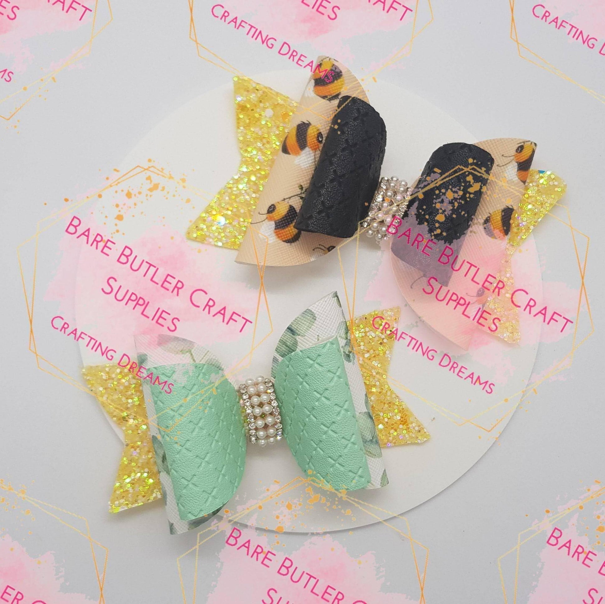 Pearl bow center embellishments - Bling, Bow, Centre, Embelishment, Pearl - Bare Butler Faux Leather Supplies 