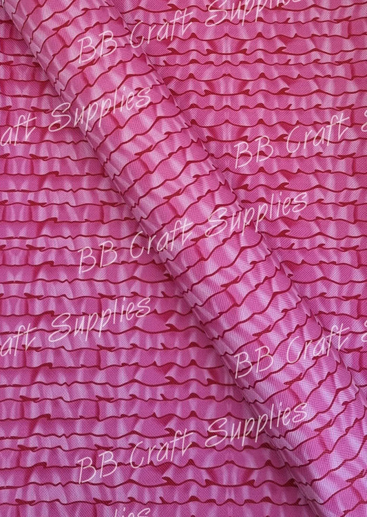 Pink Ruffles Faux Leather - Faux, Faux Leather, Leather, leatherette, Pink, Ruffles - Bare Butler Faux Leather Supplies 