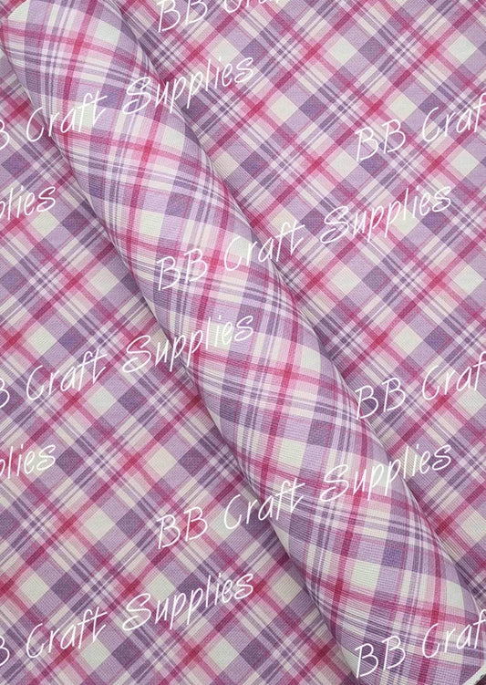 Purple Plaid Faux Leather - Faux, Faux Leather, language, Leather, leatherette, plaid, purple - Bare Butler Faux Leather Supplies 