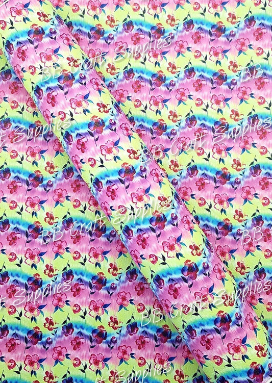 Rainbow Blossom Flowers Litchi - Faux, Faux Leather, Flora, floral, Florals, flower, Flowers, Heaven scent, Leather, litchi, spring - Bare Butler Faux Leather Supplies 