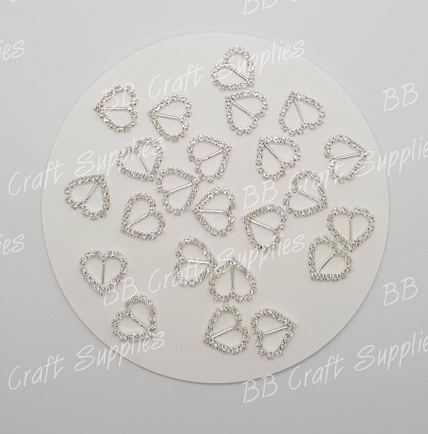 Rhinestone Heart Embellishments - Embelishment, Rhinestone - Bare Butler Faux Leather Supplies 