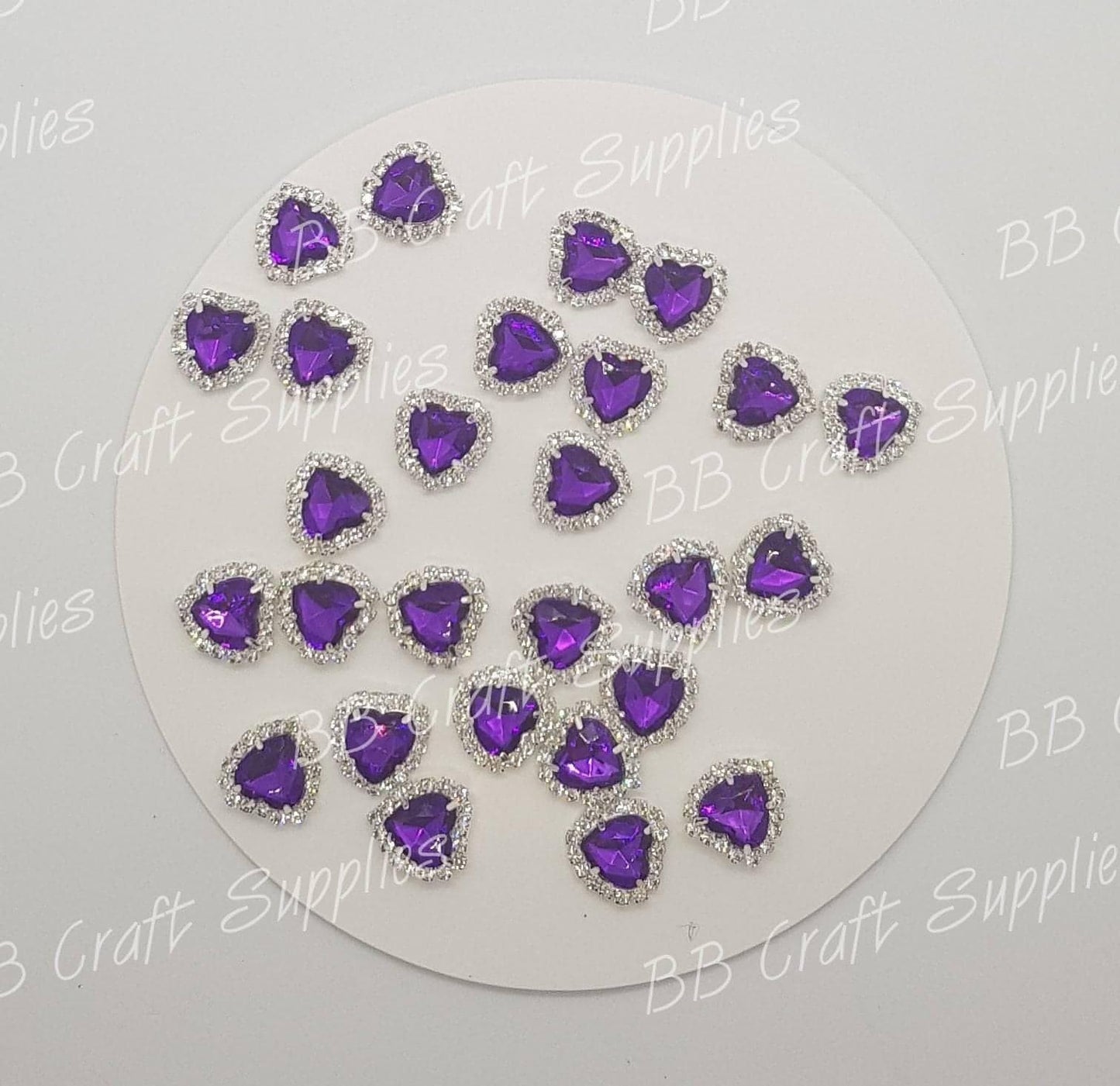 Rhinestone Hearts-  Embellishment's - Embelishment, Rhinestone - Bare Butler Faux Leather Supplies 
