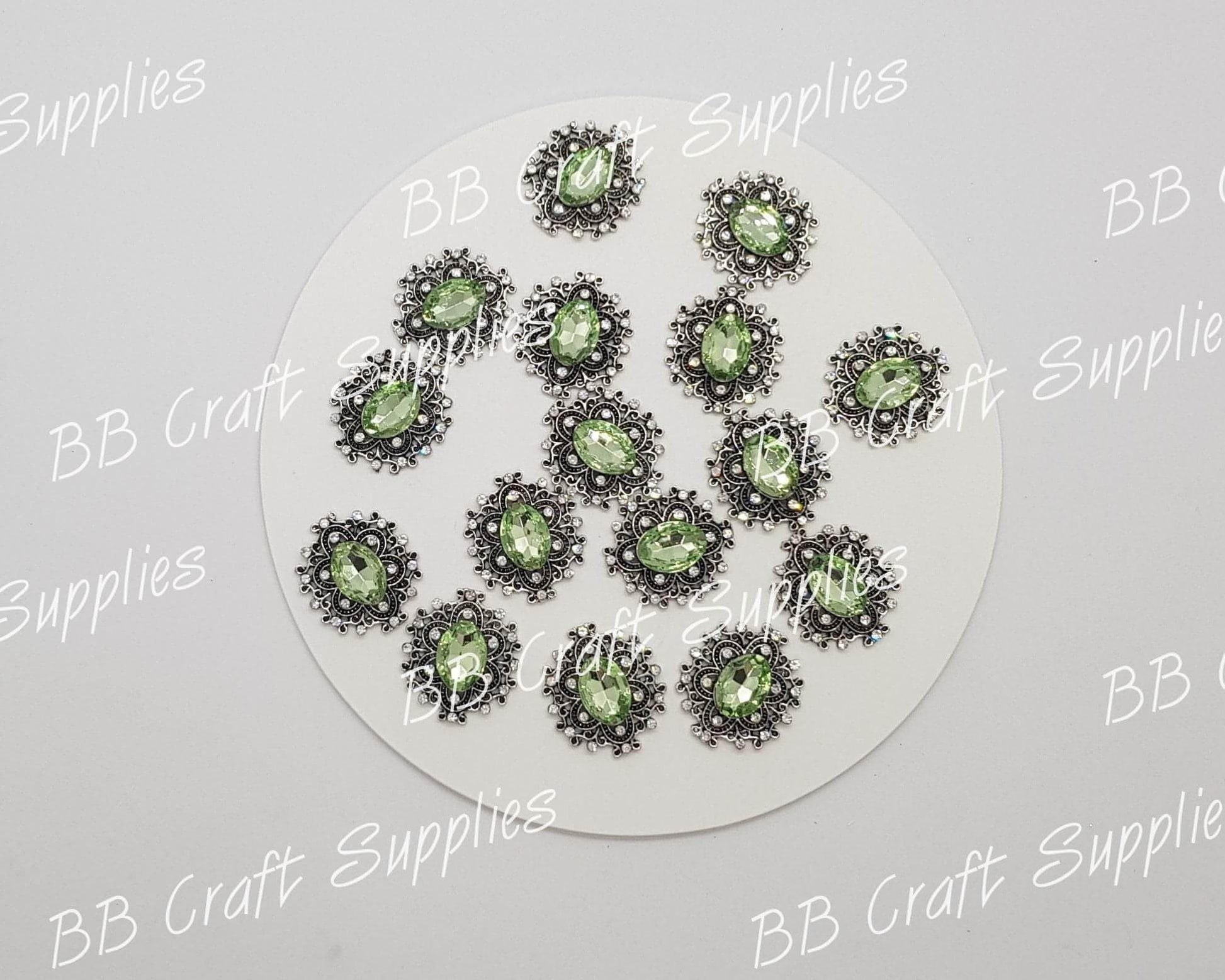 Rhinestone Oval Embellishment's - Embelishment, Rhinestone - Bare Butler Faux Leather Supplies 