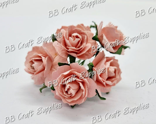 Rose Pink 5 Pack - Embelishment, Flower, Mulburry, mullberry, pink, rose - Bare Butler Faux Leather Supplies 