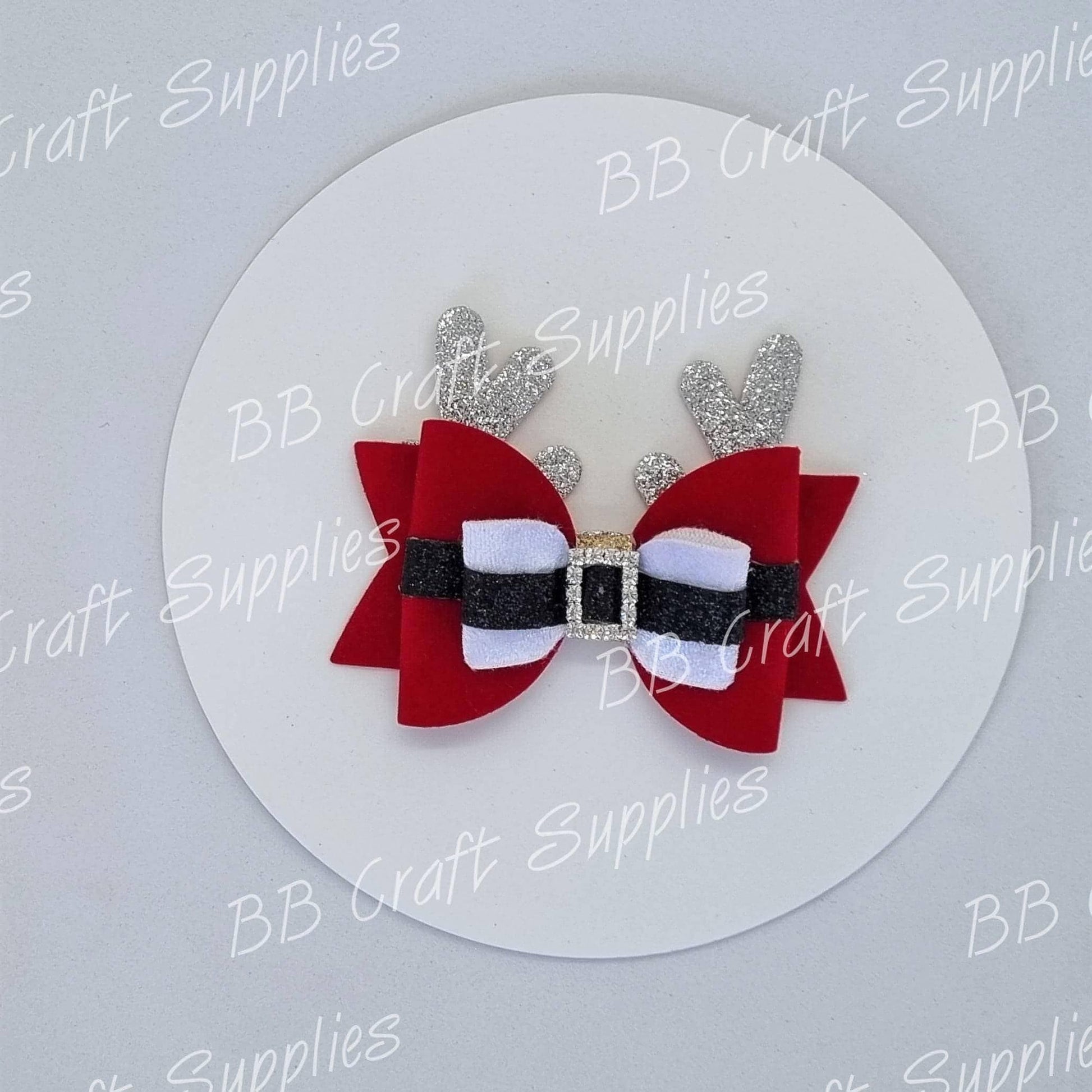 Santa Bow Die Small - christmas, Clay, Clays, Cutting, Die, dies, santa, template - Bare Butler Faux Leather Supplies 
