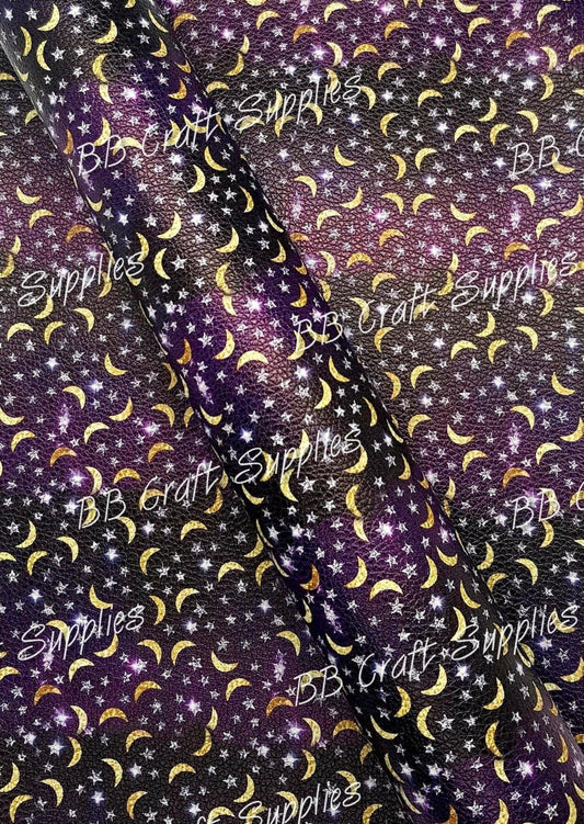 Star and Moon Litchi - Faux, Faux Leather, Leather, leatherette, Litchi, moon, star - Bare Butler Faux Leather Supplies 