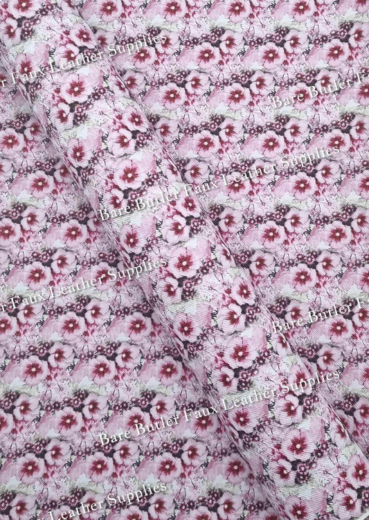 String of Pearls Florals Faux Leather - Faux, Faux Leather, Flora, floral, Florals, Leather, leatherette, Litchi, String of Pearls Florals - Bare Butler Faux Leather Supplies 