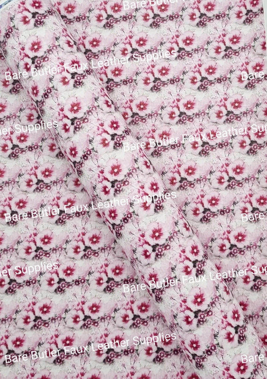 String of Pearls Florals Litchi - Faux, Faux Leather, Flora, floral, Florals, Leather, leatherette, Litchi, String of Pearls Florals - Bare Butler Faux Leather Supplies 