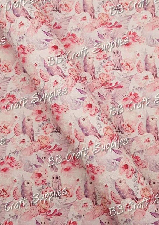 Tyto Litchi - Faux, Faux Leather, flower, Leather, leatherette, Litchi, Litchi - Tyto, magical, mythical, owl, snowy, The Flower Owl Goddess, white owl - Bare Butler Faux Leather Supplies 