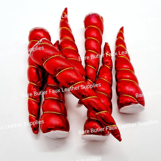 Unicorn Horn - Red - ears, Glitter, headbands, Horn - Bare Butler Faux Leather Supplies 