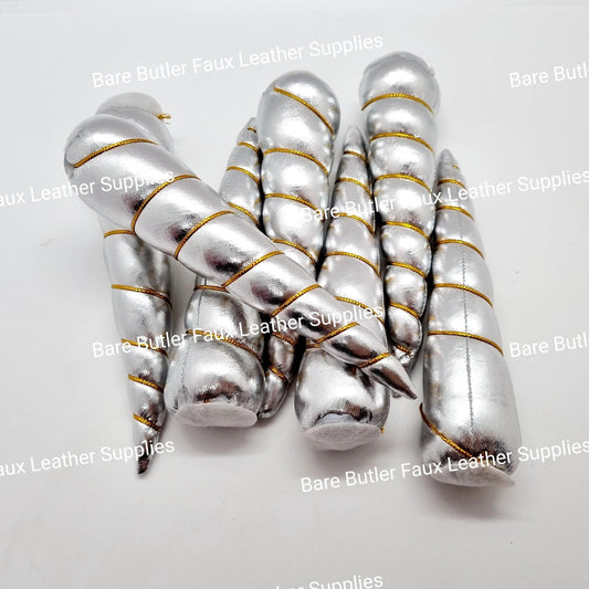 Unicorn Horn - Silver - ears, Glitter, headbands, Horn - Bare Butler Faux Leather Supplies 