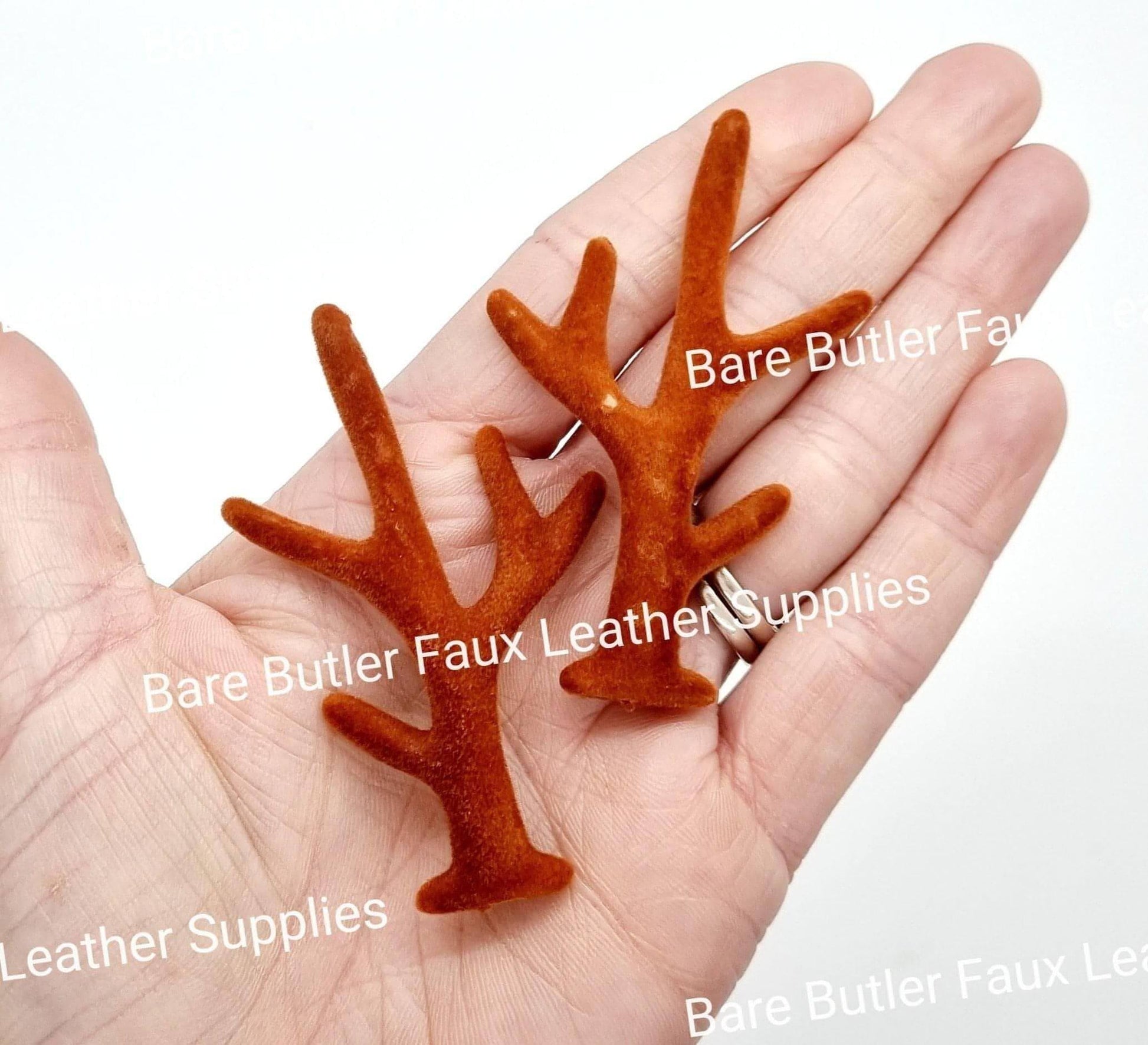 Velvet Feel Antlers Brown - Antlers, christmas, Embelishment, velvet - Bare Butler Faux Leather Supplies 