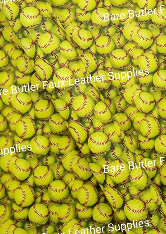 Yellow Ball Faux Leather - Faux, Faux Leather, Leather, leatherette, Litchi, Sport - Bare Butler Faux Leather Supplies 